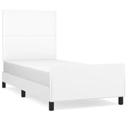 Letto singolo | Letto per adulti | Giroletto con Testiera Bianco 90x190 cm in Similpelle