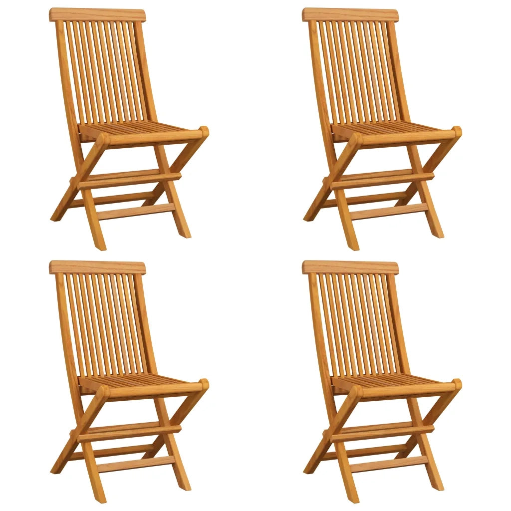 Sedie da Giardino con Cuscini Beige 4 pz Massello di Teak