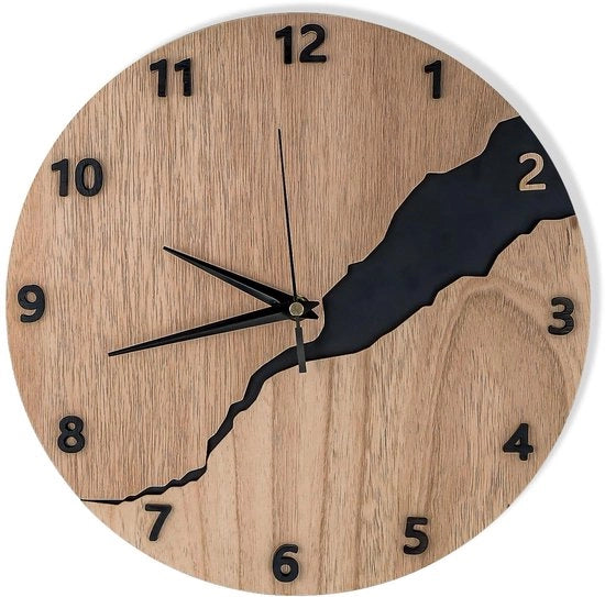 Orologio da parete 30cm con decorazione in legno, orologio da parete moderno senza tic, orologi da parete silenziosi in quarzo, per ufficio, salotto, cucina, scuola, nursery