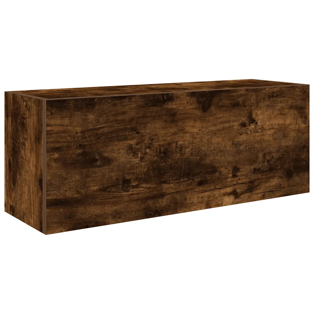 Mobiletto da bagno a parete pratico e multifunzionale 80 x 25 x 30 cm in legno composito finitura rovere affumicato 02_0051273