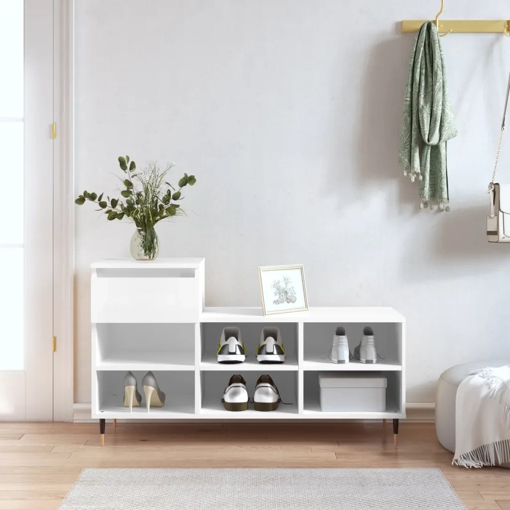 Scarpiera | Mobile per scarpe Bianca 102x36x60 cm in Legno Multistrato