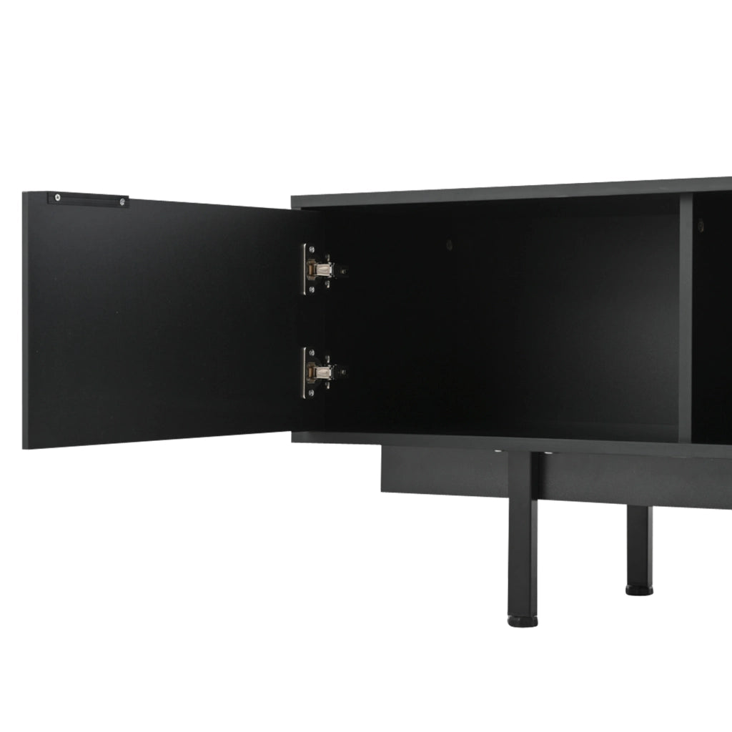 Mobile TV con 2 Ante e 2 Cassetti; 2 Vani Semiaperti; Stile Moderno; 200??40??50;5 cm; in Pannello Truciolare; Nero