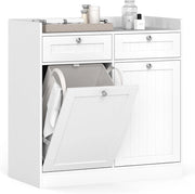 Armadietto da bagno con cesto per la biancheria, armadio da bagno con 2 cassetti e 2 sacchetti per la biancheria rimovibili, armadietto per il soggiorno e il bagno (79 x 40 x 80 cm)