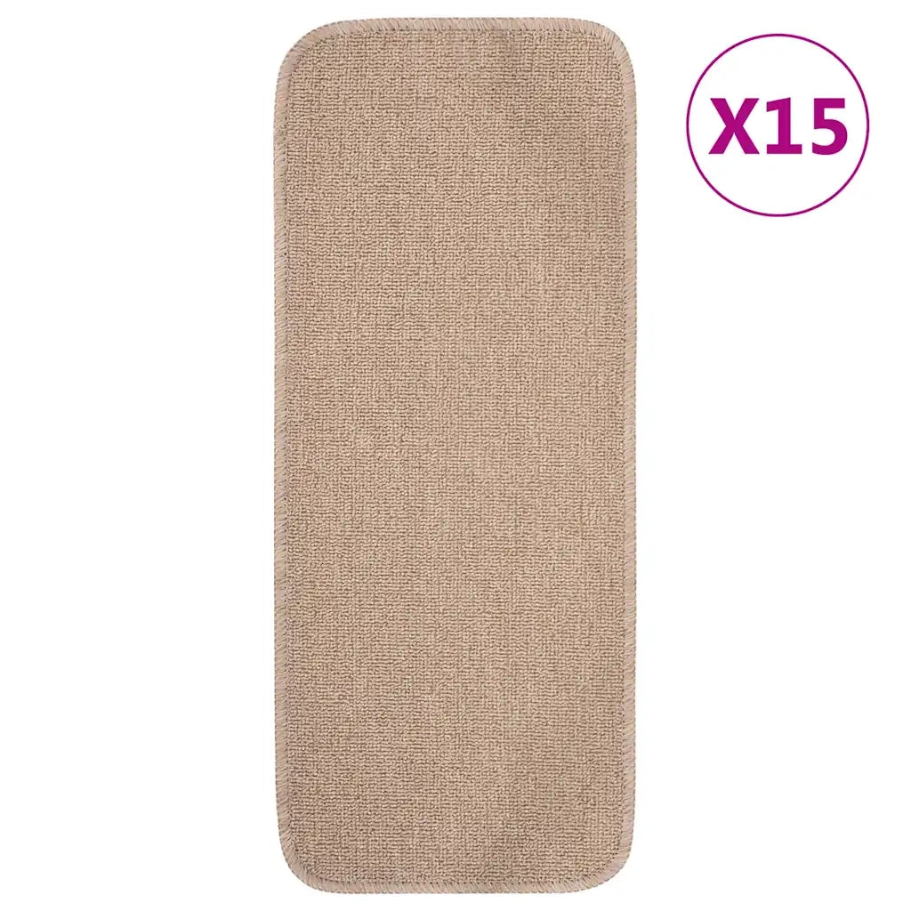 Tappetini Scale 15 pz 60x25 cm Beige Antiscivolo Rettangolari 340402