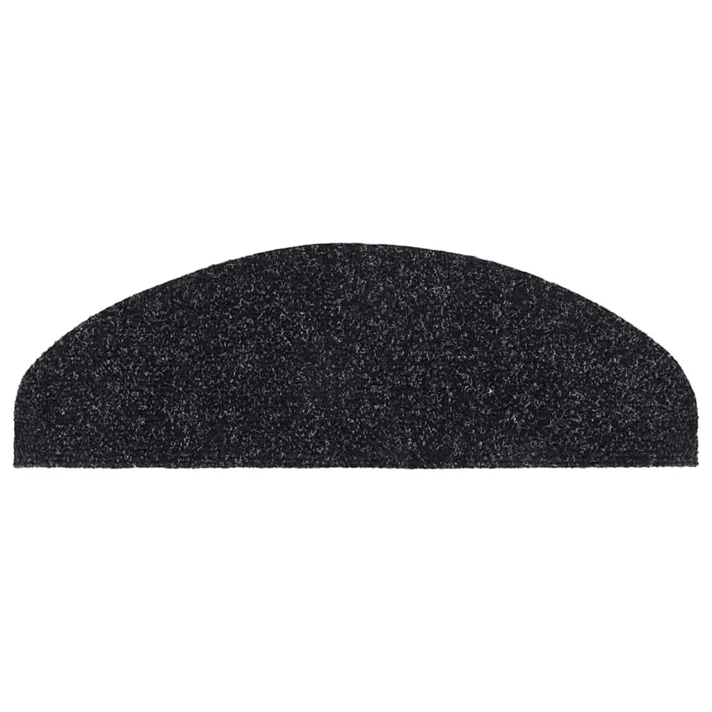 Tappetini per scale autoadesivi 15 pz 65x21x4 cm neri semicircolari grandi 132698