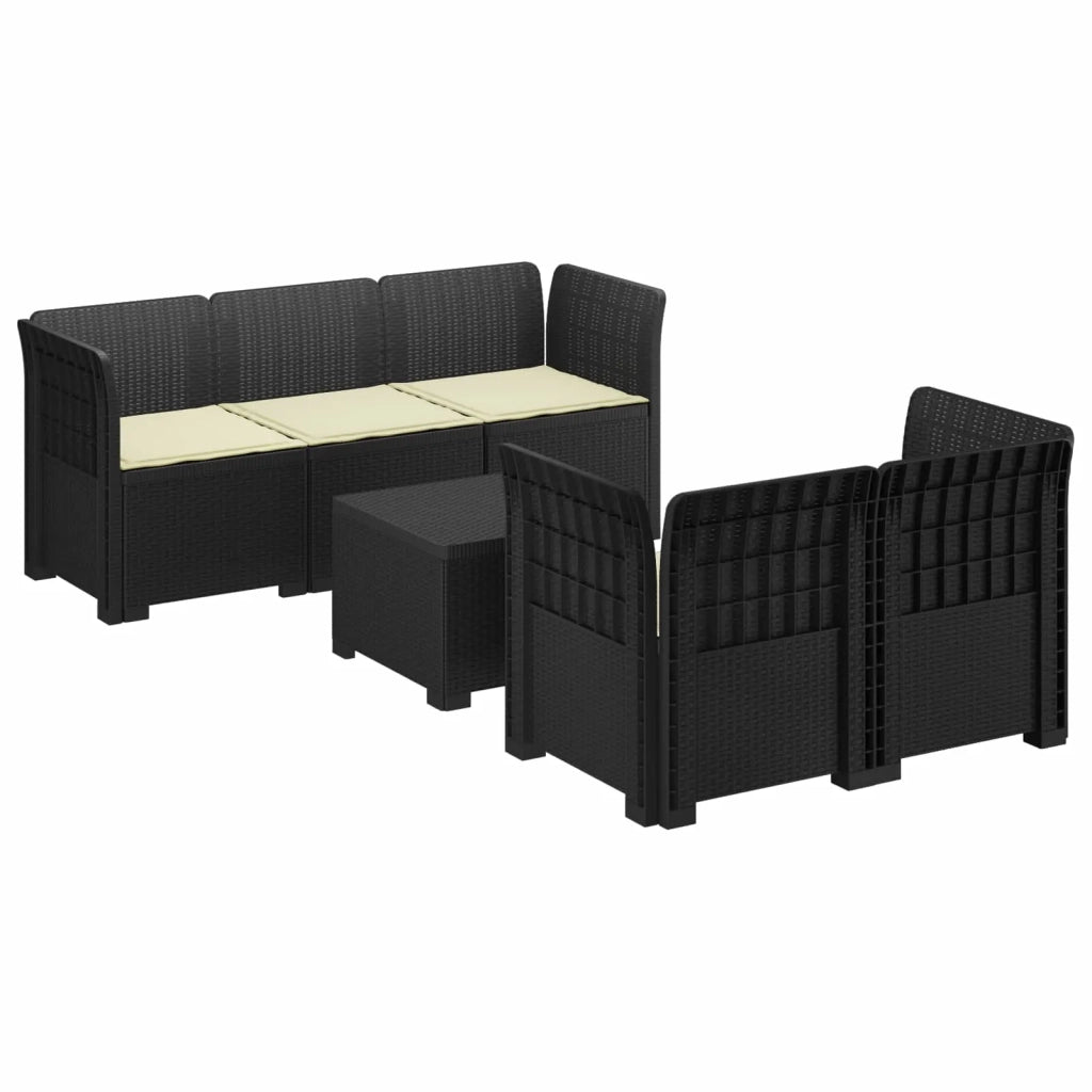 Divano da Giardino 5 Posti con Cuscini Stile Rattan PP 3443890