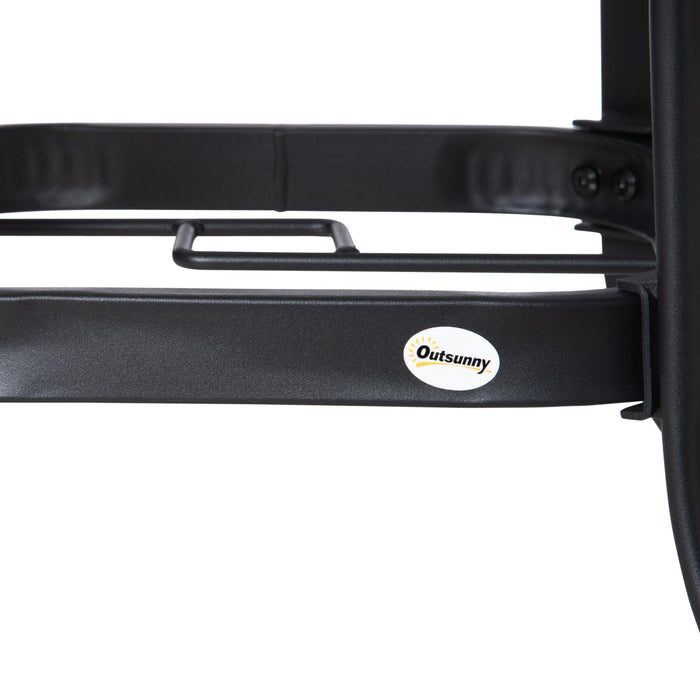 Tavolo da Giardino Ø106,5x71 cm in Acciaio e Vetro Nero