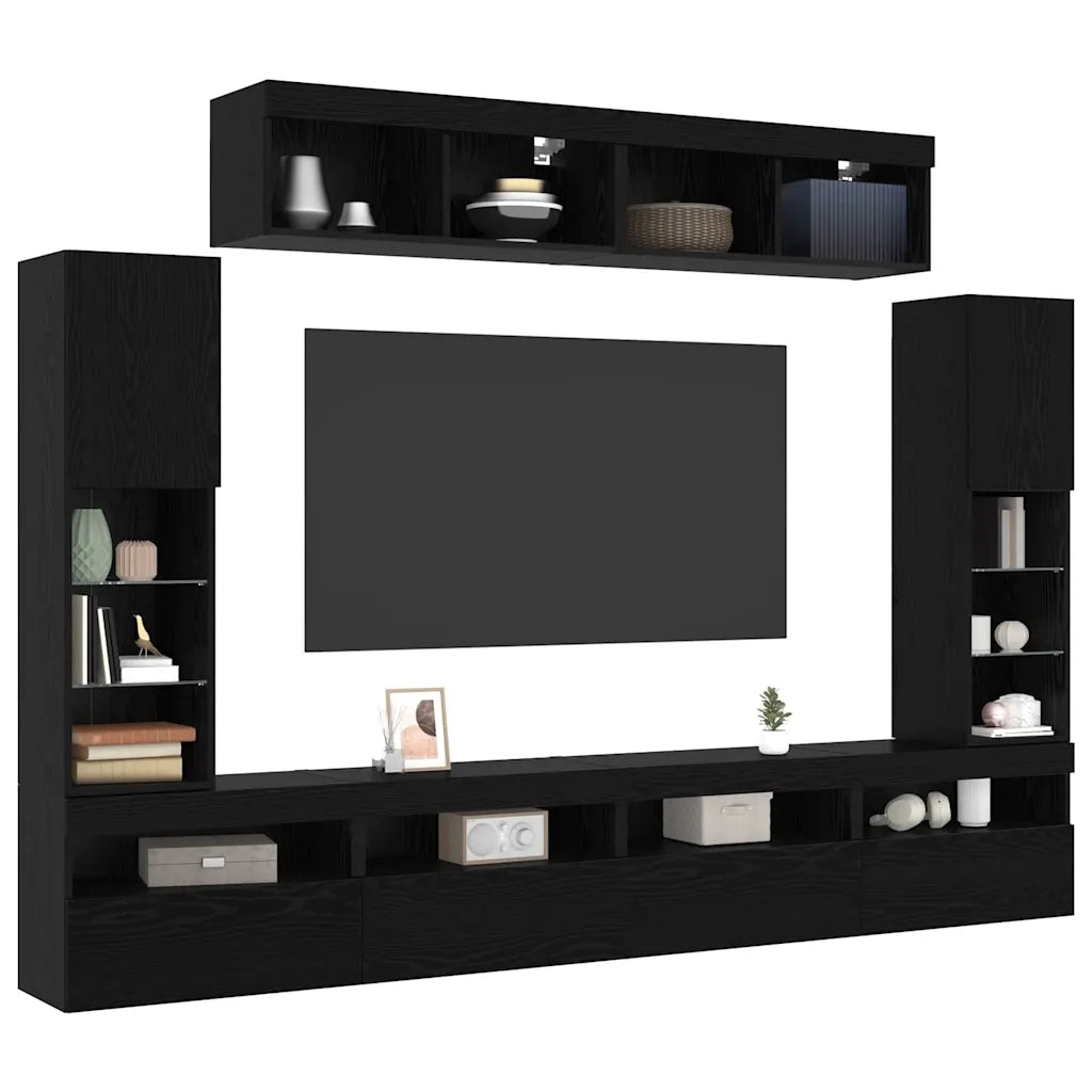 Set mobile TV 6 pcs Rovere nero Legno multistrato 3334382