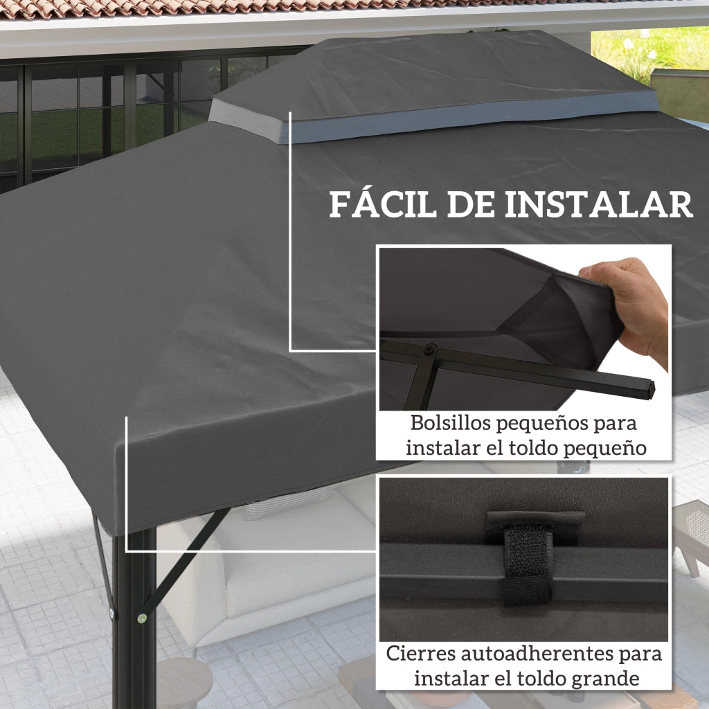 Toldo da Giardino ¨C Zephmum ¨C Grigio 4x3 m con Protezione UV