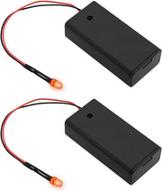 Set di 2 pezzi allarme LED a LED a 5 mm rosso con contenitore per batterie pre-cablati - per auto, barche, garage motore - batterie AA - non inclusa.
