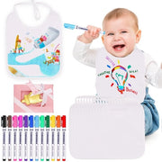 Set di pennelli per dipingere, 12 pezzi, pennelli per baby doccia impermeabili per dipingere con 12 matite per tessuto colorate & 1 apri bottiglie