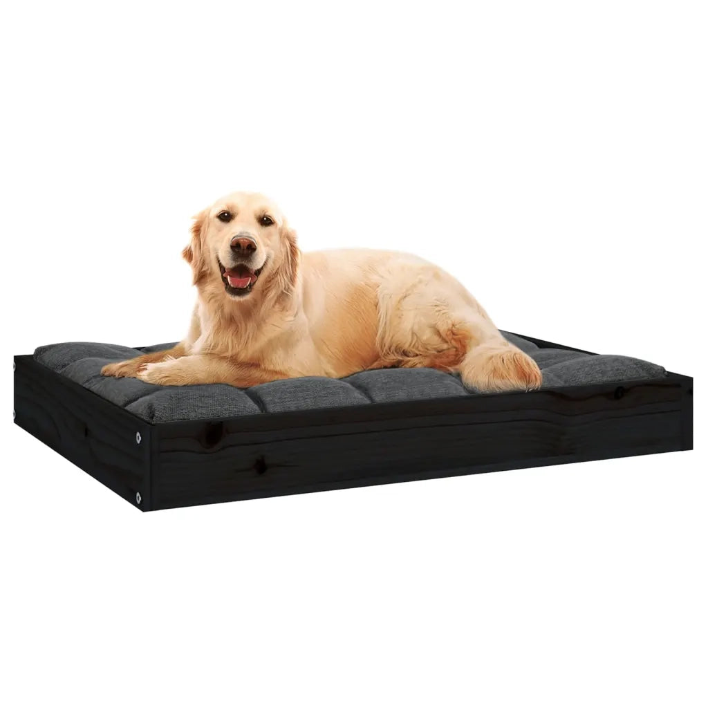 Cuccia per Cani Nera 71,5x54x9 cm in Legno Massello di Pino 820860