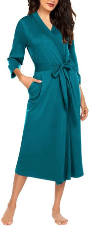 Badjas da Donna 3/4 Manica Estate Leggero Casual Gilet Blu Verde L