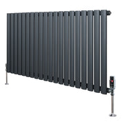 Radiatore Orizzontale Ovale 600x1200mm Grigio Antracite con Valvole TRV