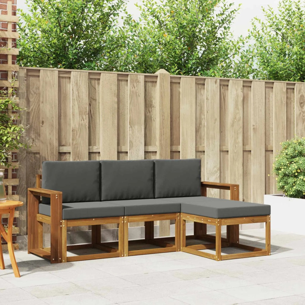 Set di divani da esterno con cuscino 4 pcs Naturale e Antracite