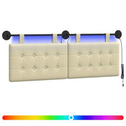 Testiera | Testata sospesa Con luce LED Crema Similpelle