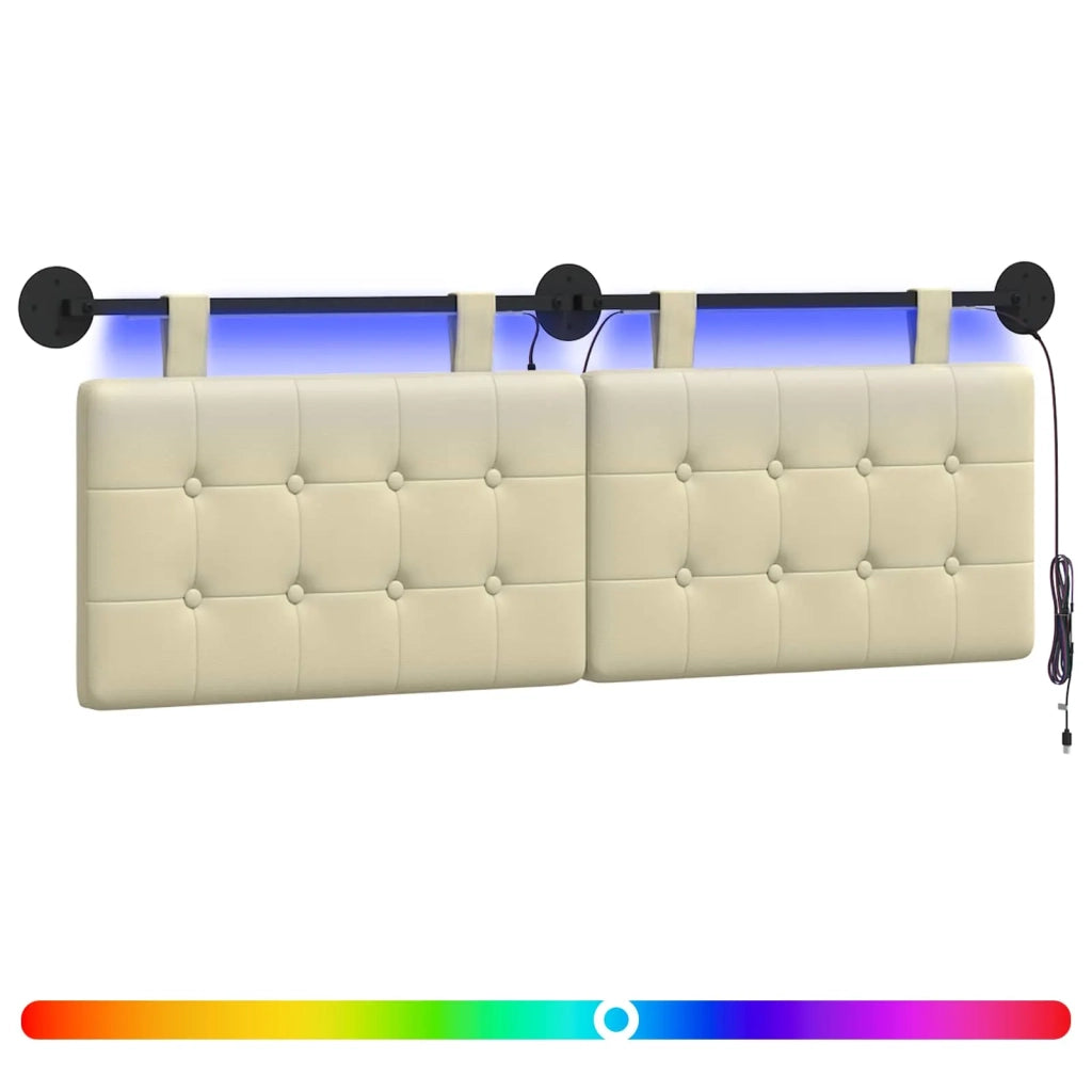 Testiera | Testata sospesa Con luce LED Crema Similpelle
