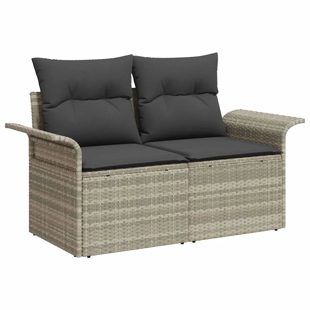Set Divano da Giardino 7 pcs Grigio chiaro Poly Rattan