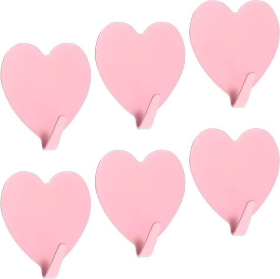Hart a forma di cuore da parete autoadesivi - 6 pezzi - rosa - ingresso - corridoio - bagno.