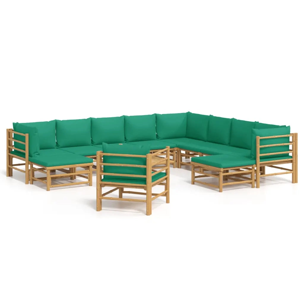 Set Salotto da Giardino 12pz con Cuscini Verdi BambÃ¹cod mxl 100284