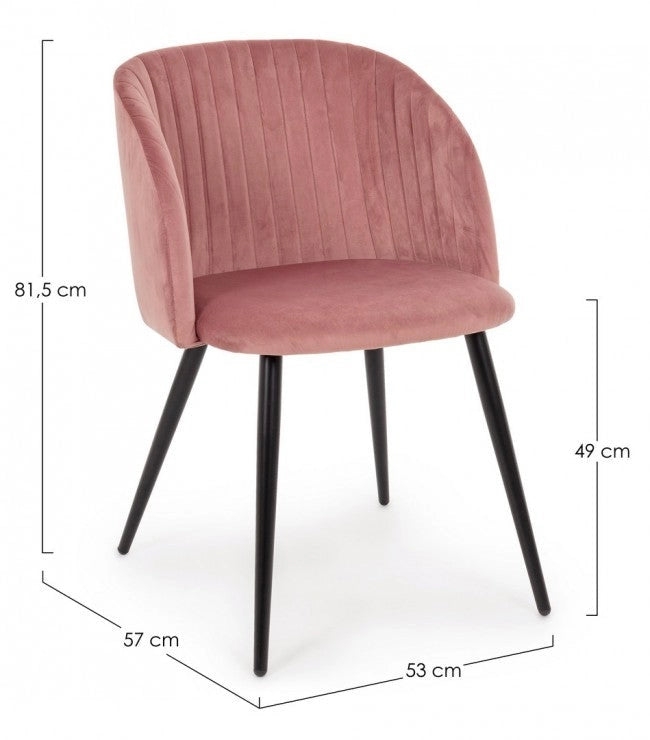 Set 2 Sedie 53x57x81,5h cm Queen Velvet Blush