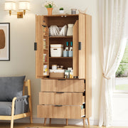 Mobile dispensa con 2 ante e 3 cassetti; 75x35x180 cm; MDF naturale