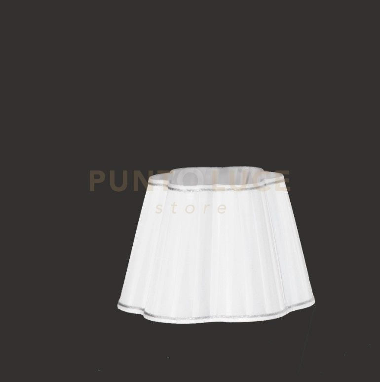 TC 3057 PARALUME DM.25CM  ATTACCO E14 PLISSE' BIANCO E ARGENTO