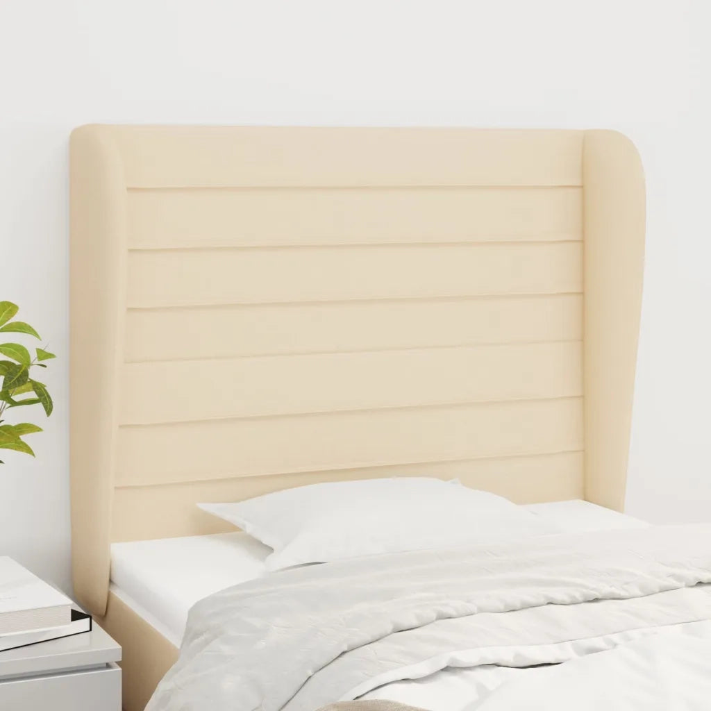 Testiera | Testata ad Orecchio Crema 93x23x118/128 cm in Tessuto