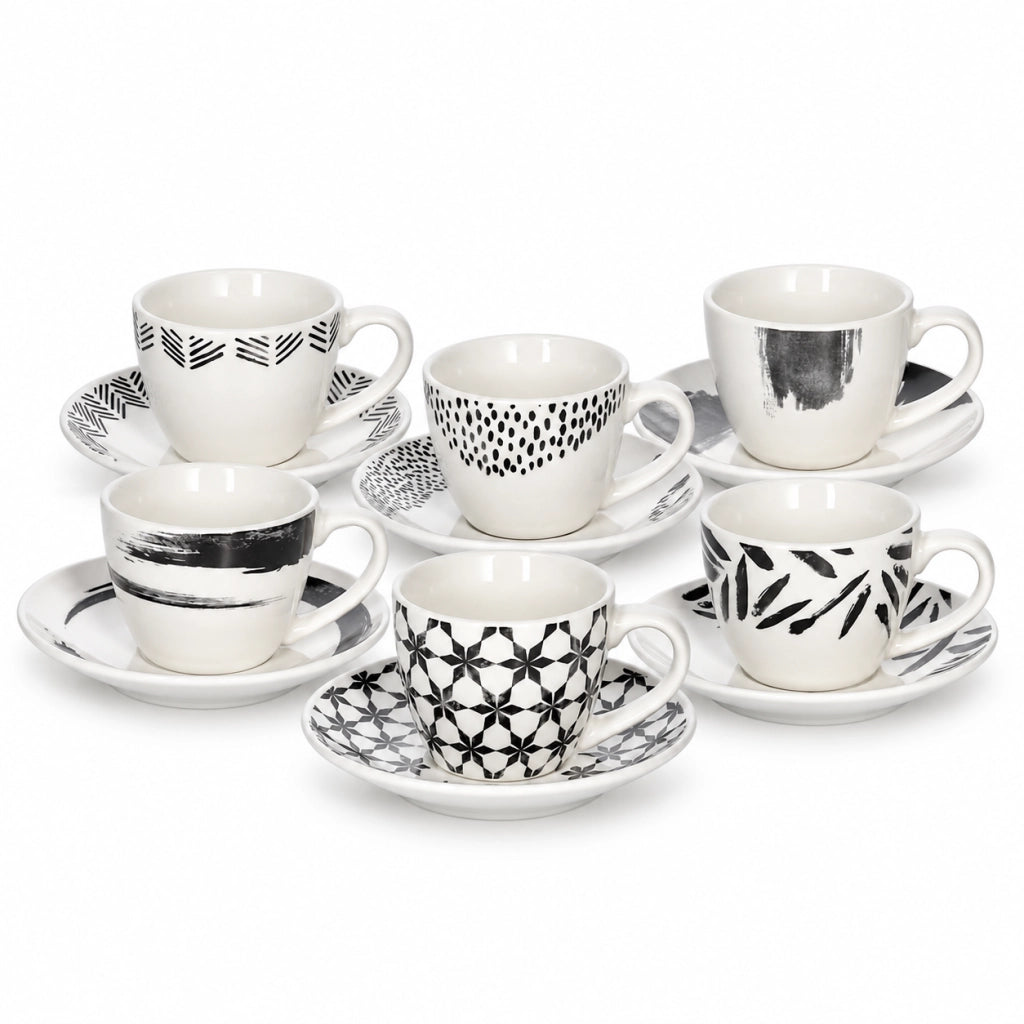 Set 6 Tazze Caffè Tognana Zenith Iris 80 cc Bone China con Piattino