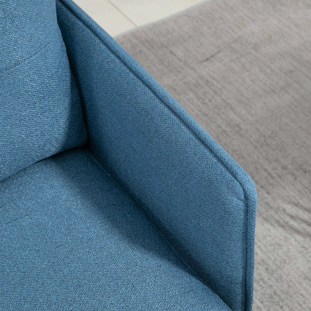 EasyComfort Poltrona Moderna da Soggiorno e Camera da Letto con Seduta Imbottita e Tessuto Effetto Lino, 76x68x80 cm, Blu
