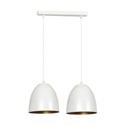 Lampadario 2 Luci Reartù In Acciaio Bianco Con Cupole In Nero E Oro
