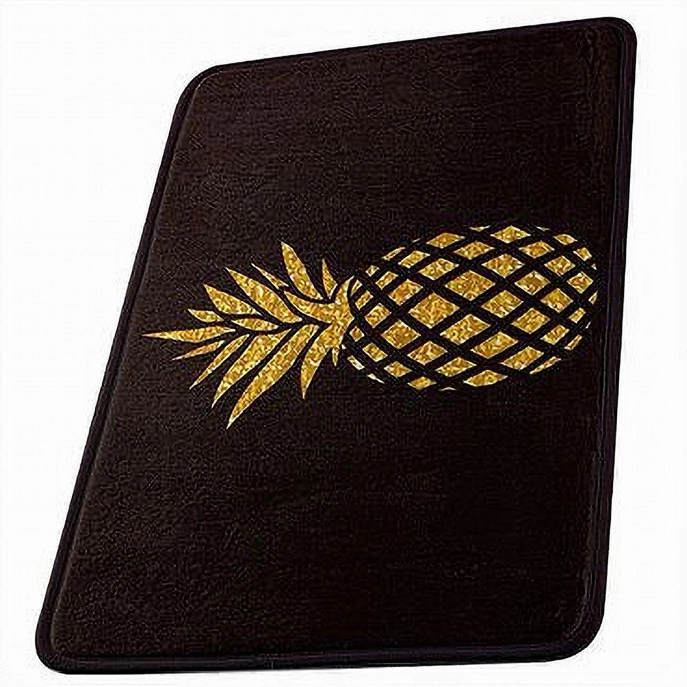 Trade Shop - Tappeto Tappetino Antiscivolo Tessuto Bagno Arredo 40x60cm Nero Con Ananas 69750 -