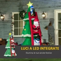 Albero di Natale Gonfiabile con Babbo Natale e Luci LED, Gonfiatore Incluso, 162x125x247cm