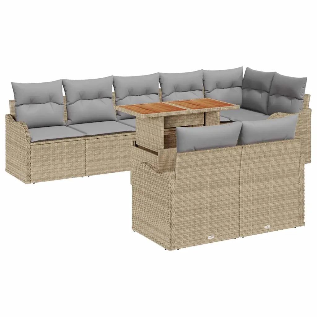 Set Divano da Giardino 9 pcs Beige Poly Rattan 3358212