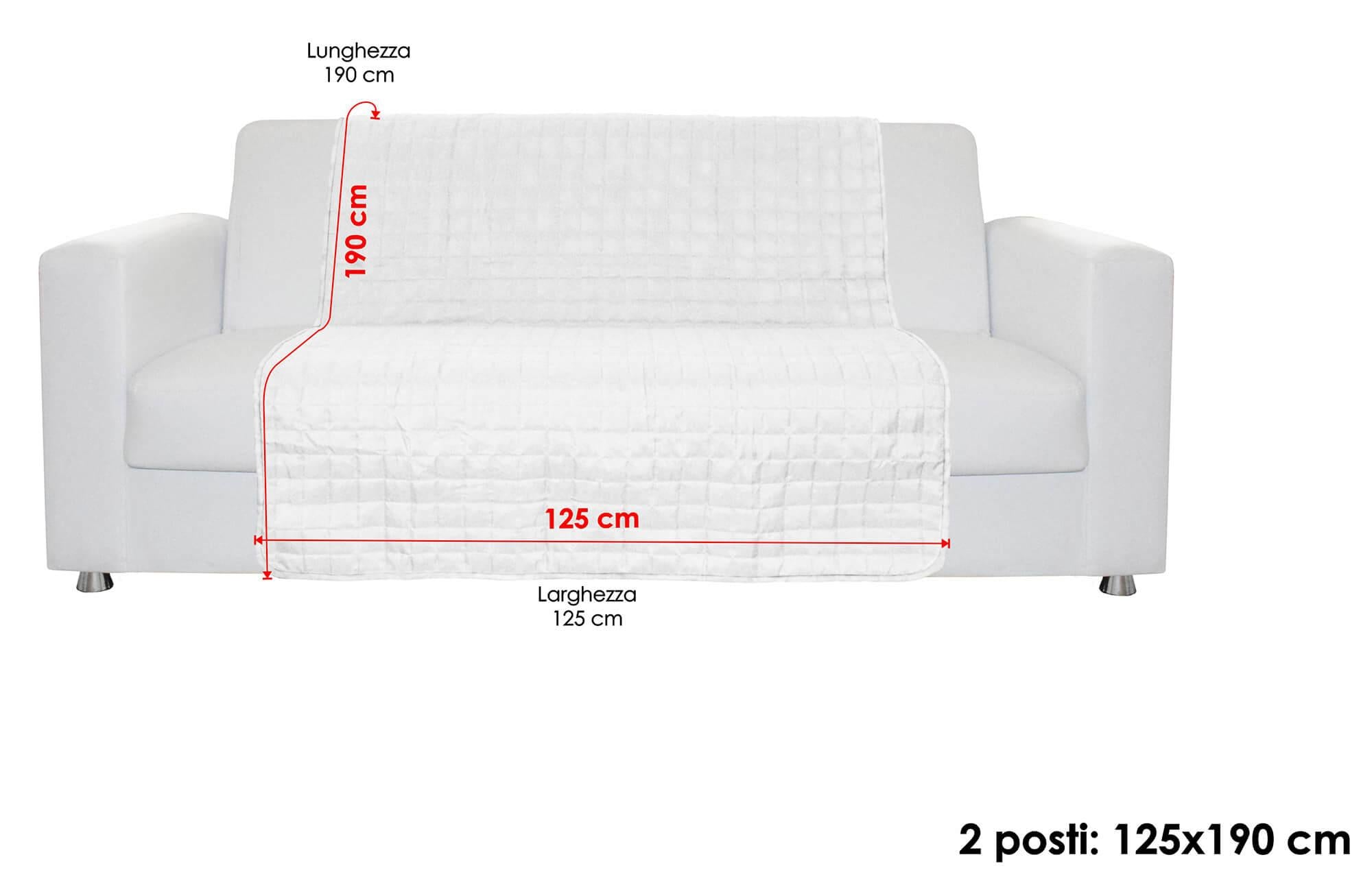 Copridivano a Fascia 2 Posti 125x190 cm in Microfibra Doubleface Bordeaux/Panna