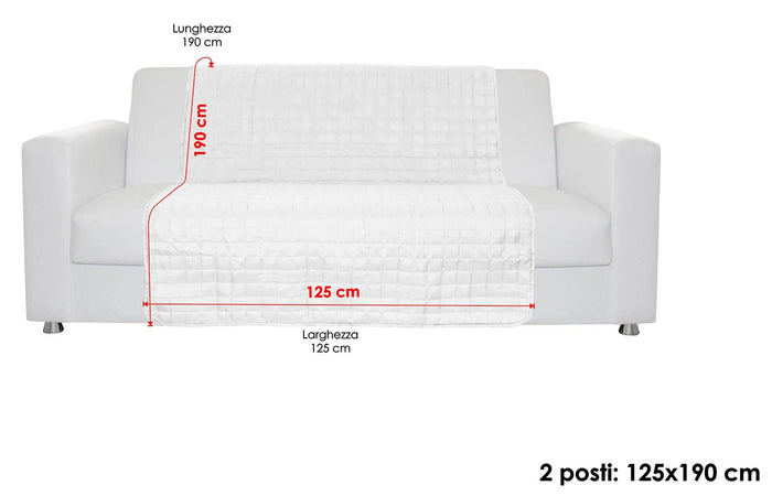 Copridivano a Fascia 2 Posti 125x190 cm in Microfibra Doubleface Bordeaux/Panna