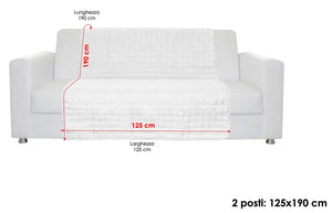 Copridivano a Fascia 2 Posti 125x190 cm in Microfibra Doubleface Blu Scuro/Grigio Chiaro