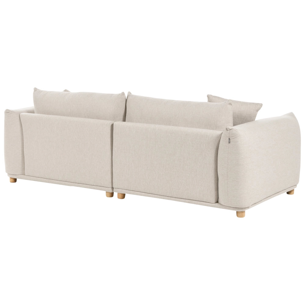 Divano in tessuto Beige chiaro imbottito in poliestere 3 posti con cuscini decorativi Divano da soggiorno