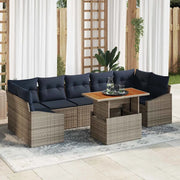 Set Divano da Giardino 8 pcs Grigio Poly Rattan 3358544