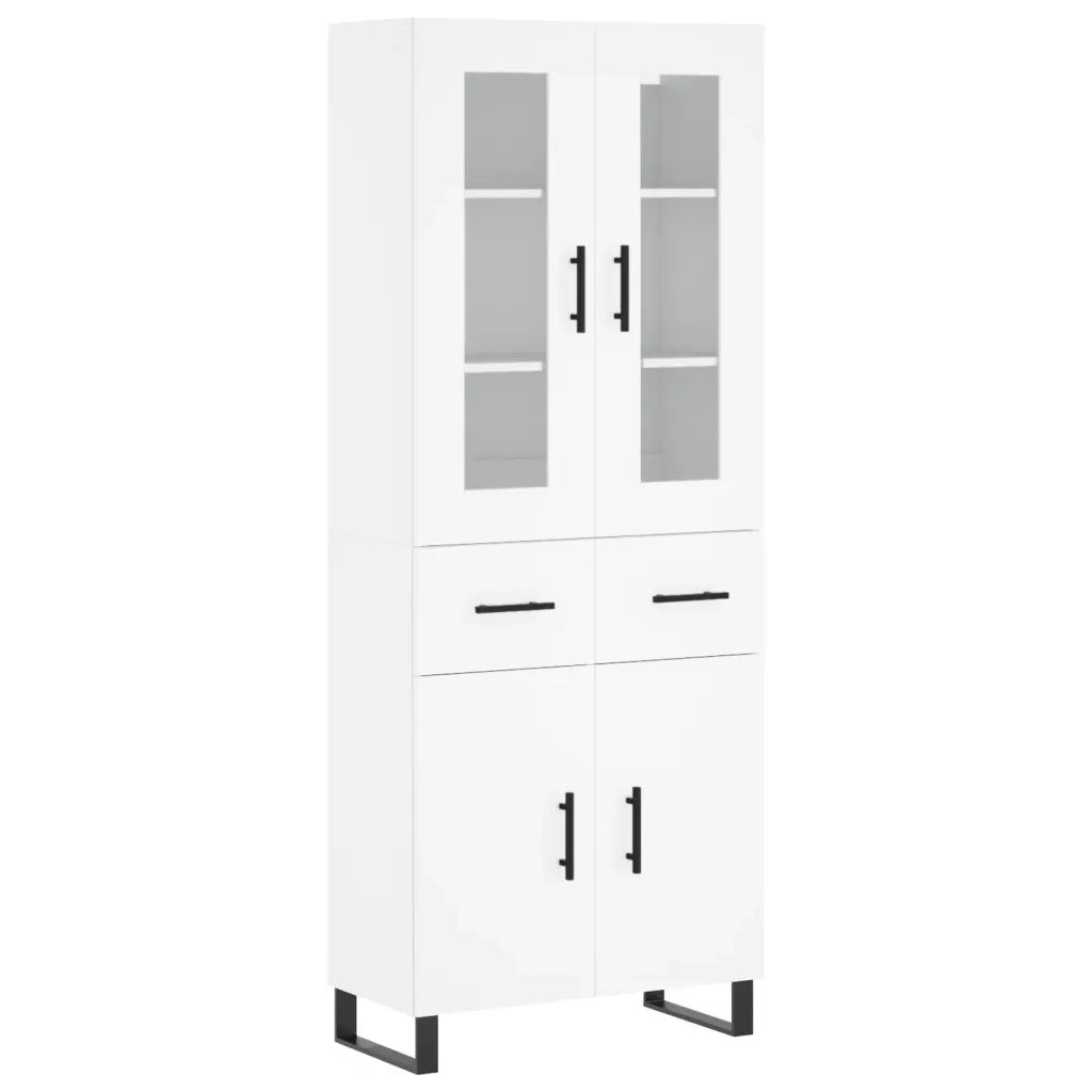 Credenza-Buffet-Armadio da cucina Bianca 69,5x34x180 cm in Legno Multistrato 679408