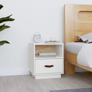 Comodino Bianco 40x34x45 cm in Legno Massello di Pino 818297