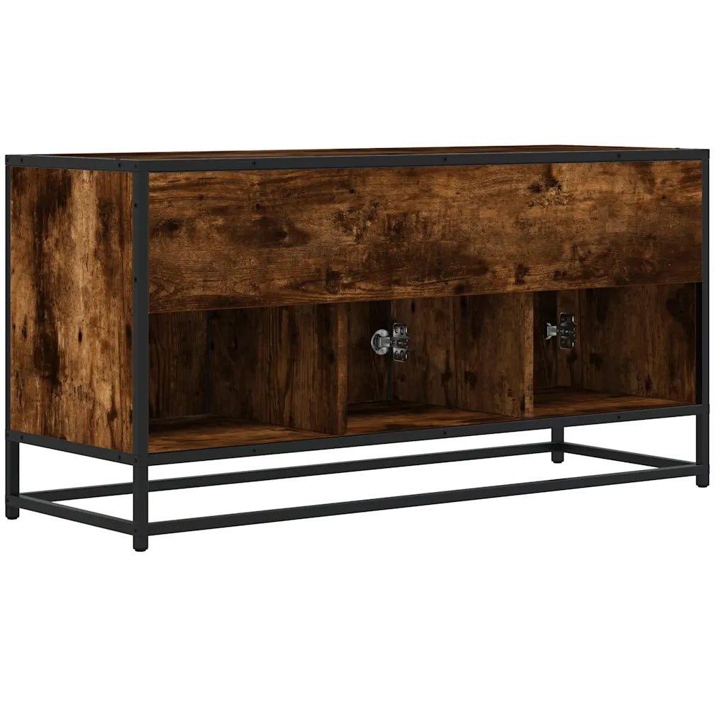 vidaXL Mobile TV Rovere Fumo 100x35x50 cm Legno Multistrato e Metallo
