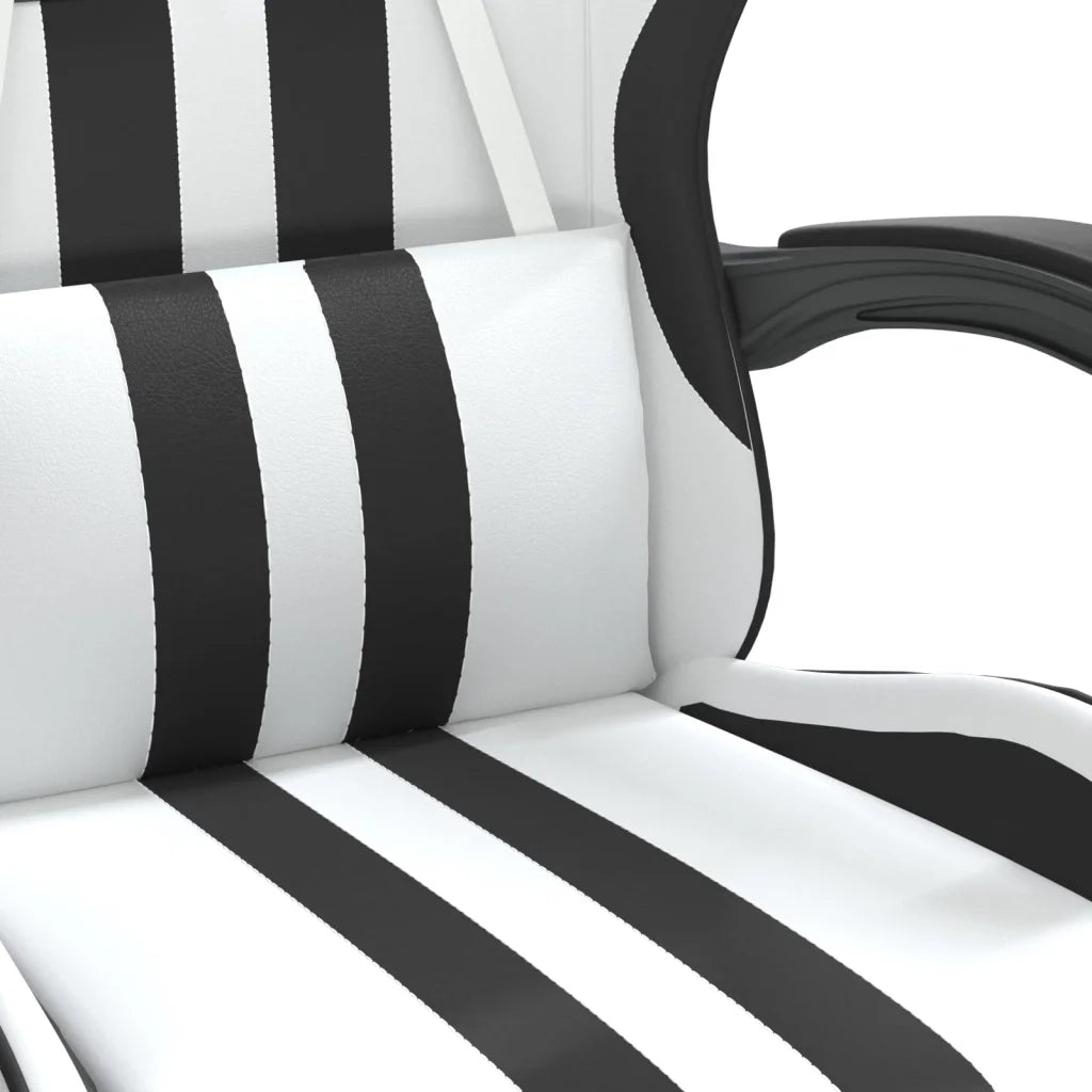 Sedia da Gaming Girevole Poggiapiedi Bianco e Nero Similpelle 349541