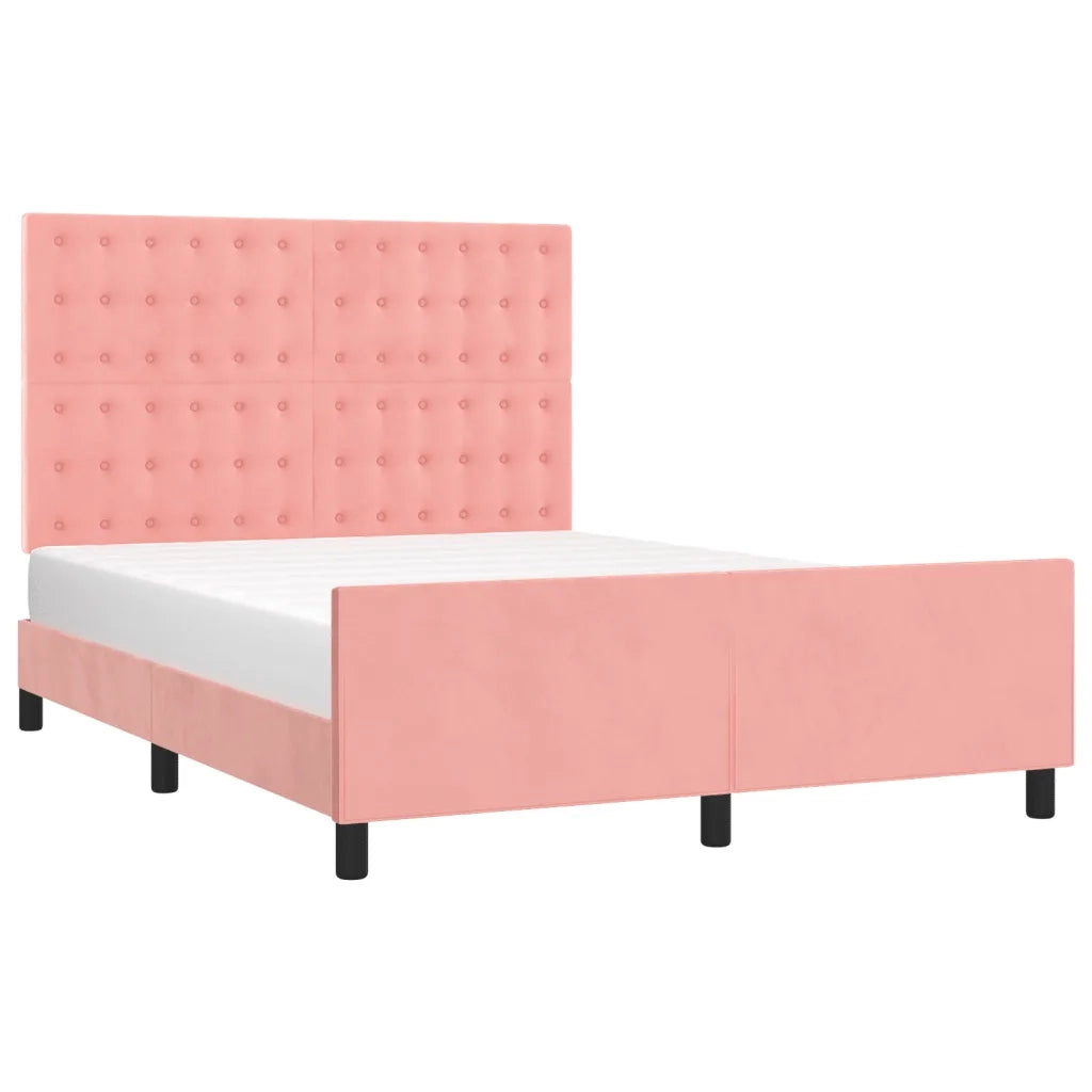 Giroletto con Testiera-Struttura Letto con testiera Rosa 140x200 cm in Velluto 287740