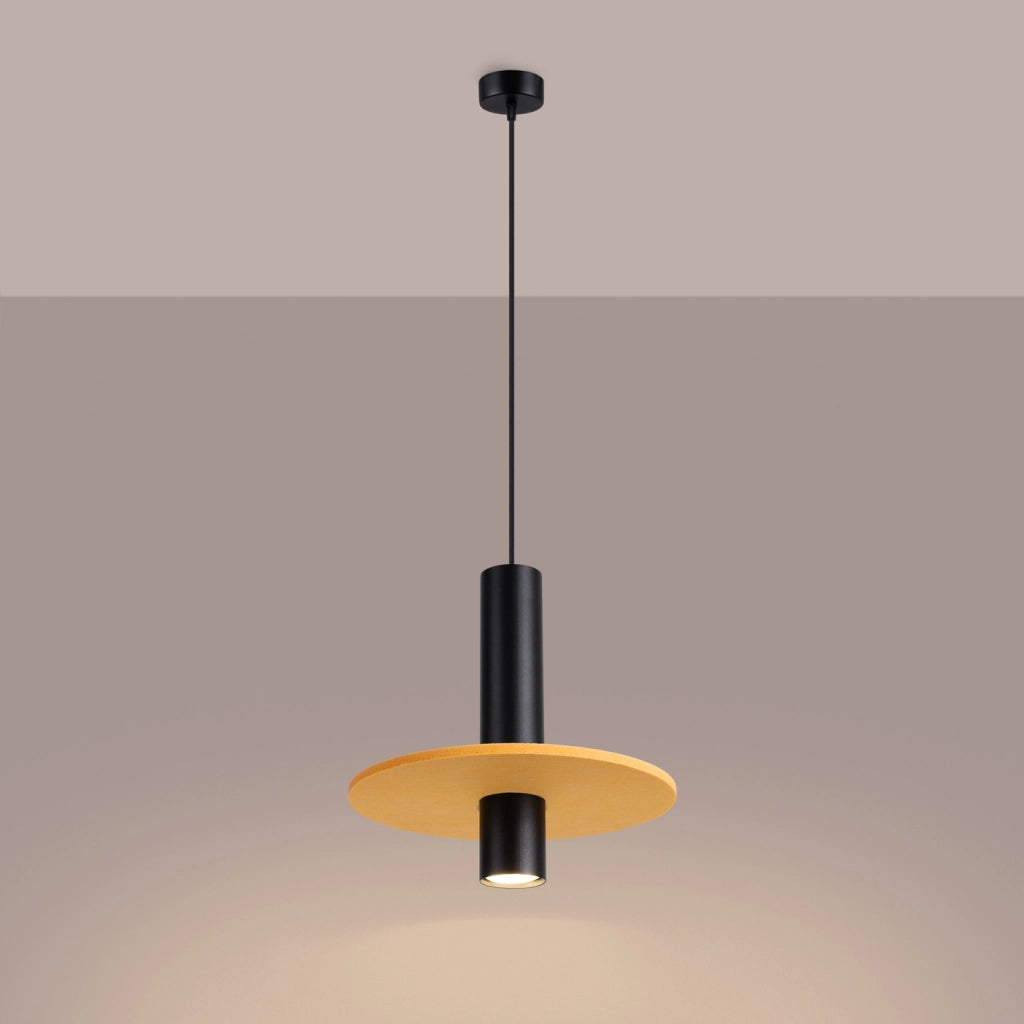 Lampada a sospensione PELTA 1 nero/giallo