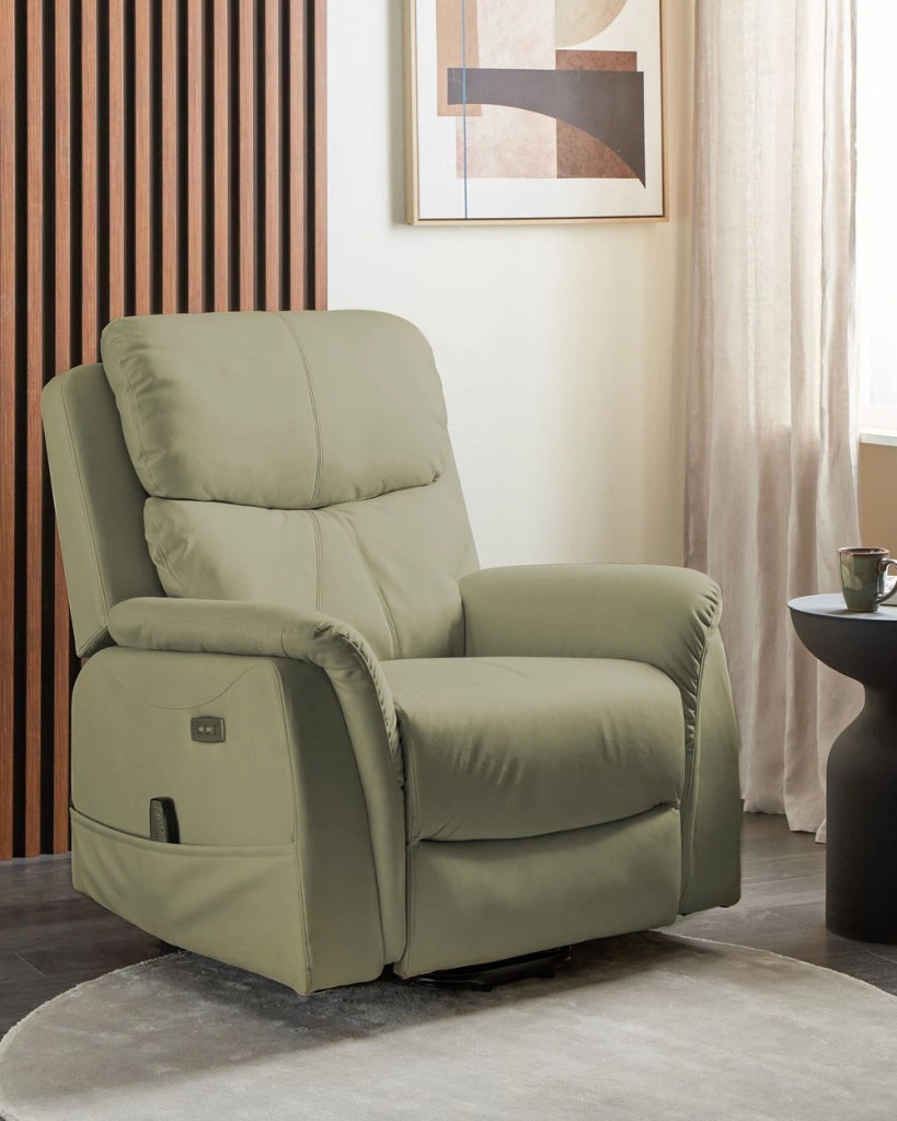 Poltrona elettrica reclinabile con funzione massaggio in ecopelle verde regolabile e riscaldabile per il soggiorno moderno
