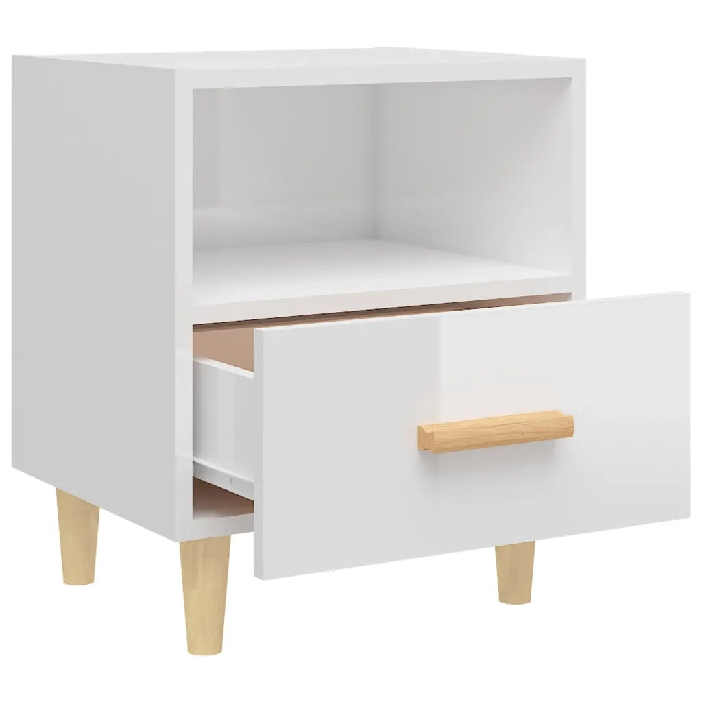 Comodino Bianco Lucido 40x35x47 cm 812018