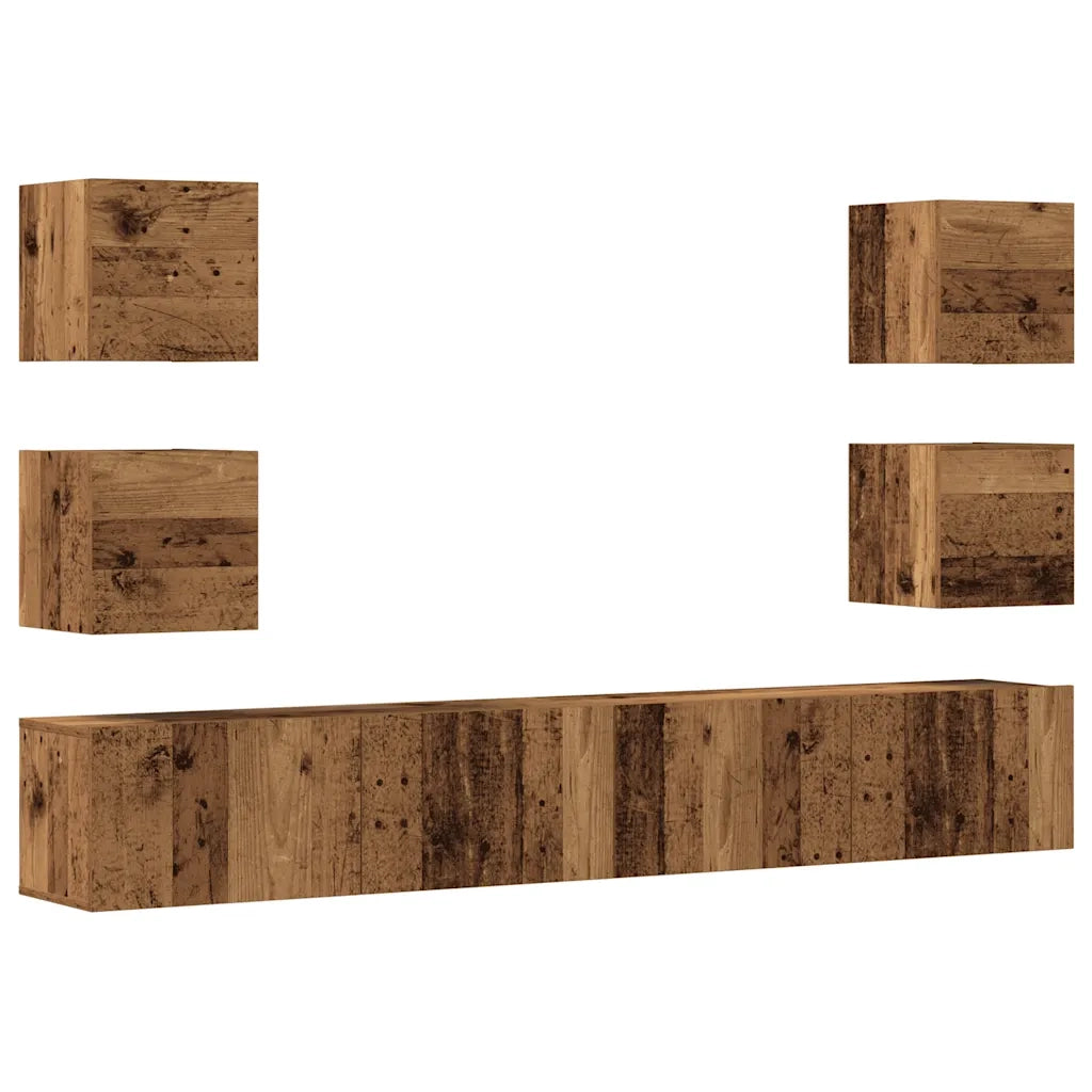 Mobili TV a Parete 6 pz Legno Vecchio Legno Multistrato 3328969