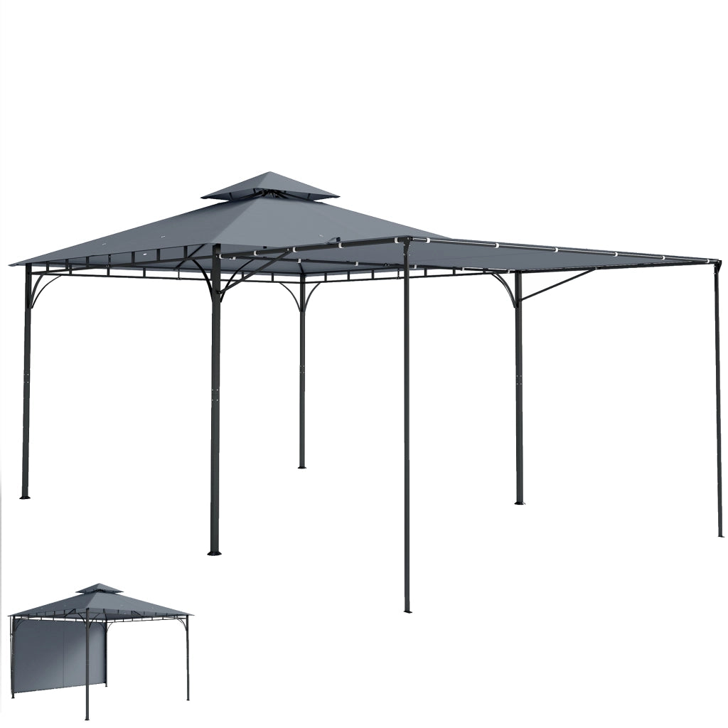 Gazebo Giardino 3,2x3,2 m ¨C zephmum ¨C Doppia Copertura Esterni Scuro