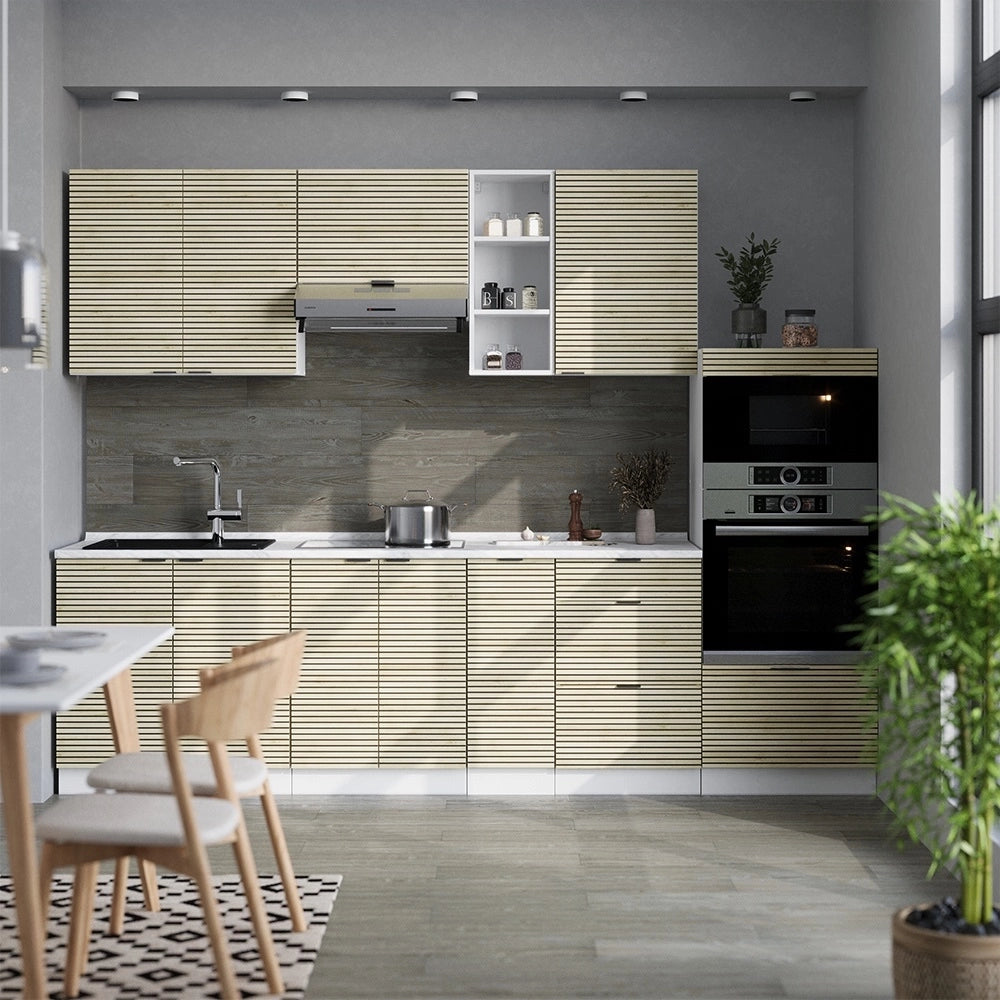 Cucina componibile Fame-Line Pannello in quercia/Bianco 280 cm, PL Rovere Vicco